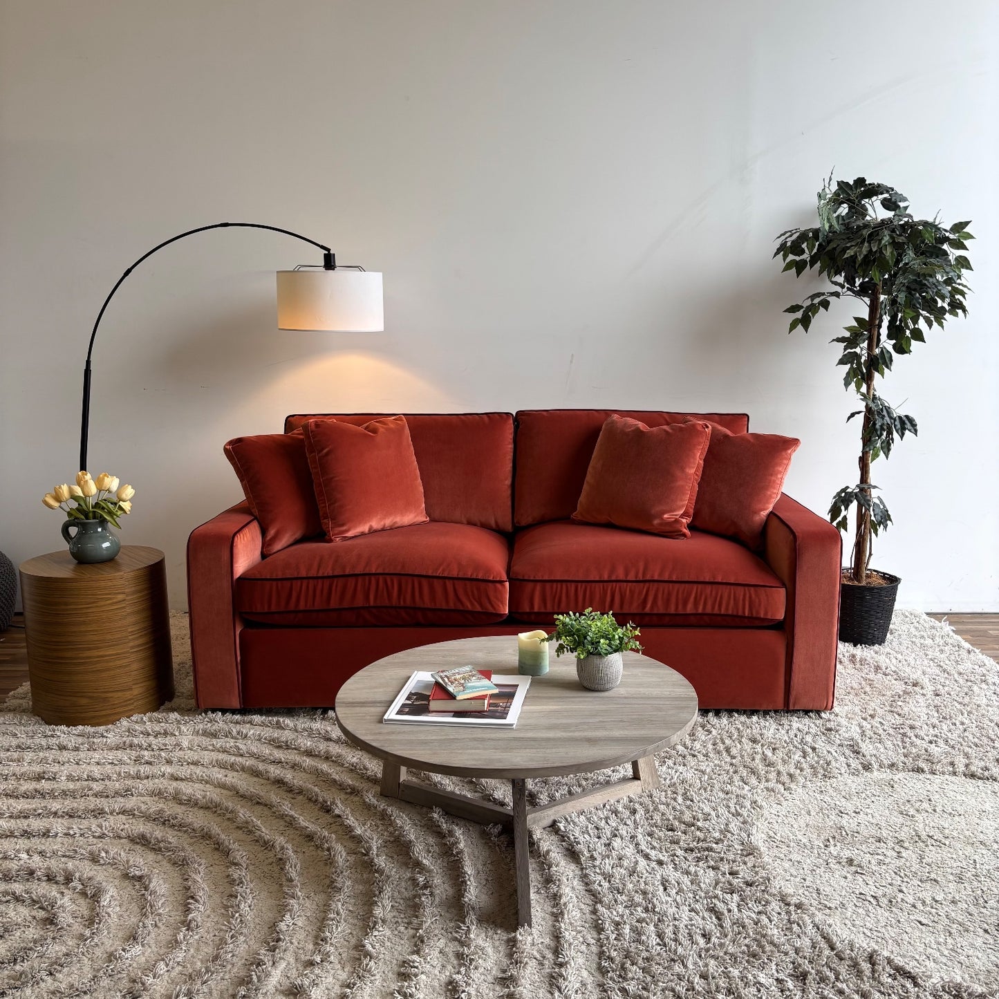 Interior Define James Sleeper Sofa in Velvet Berry Red