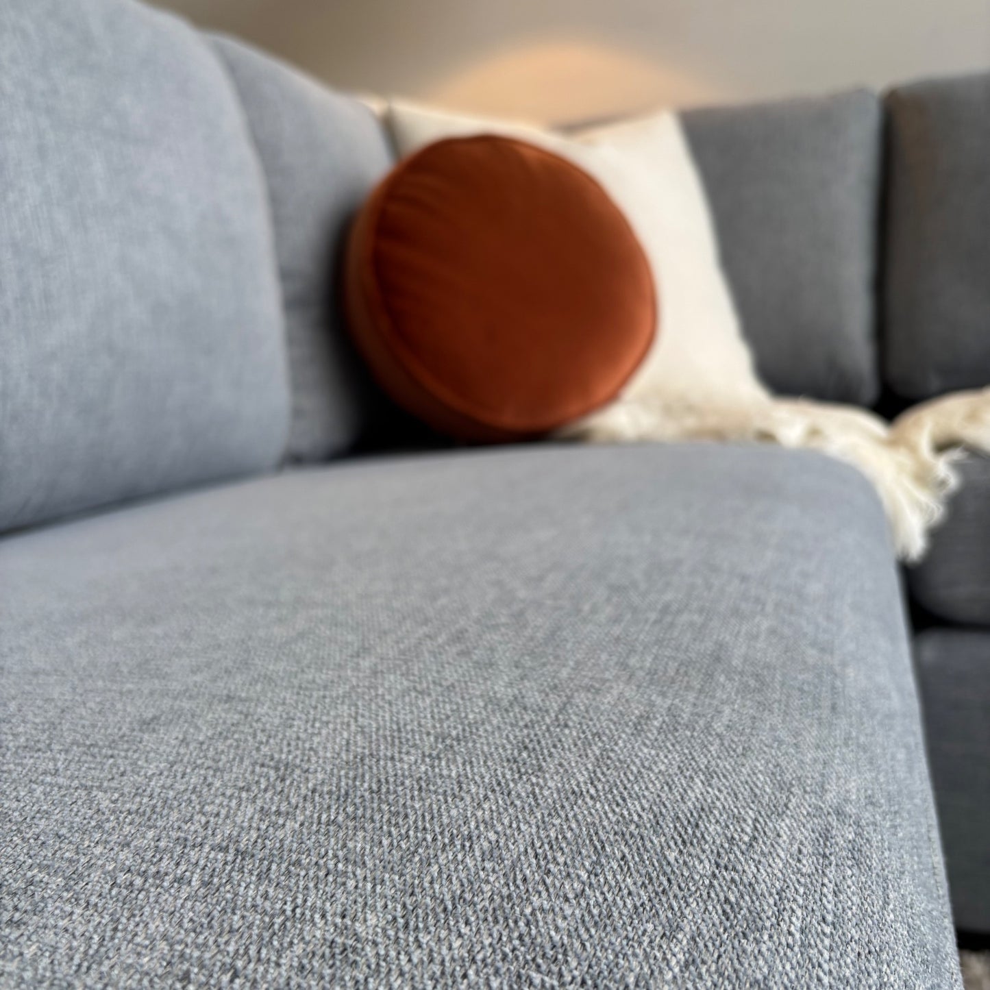 Interior Define Charly 3pc Corner Sectional in Misty Blue Performance Anti-Microbial Chenille