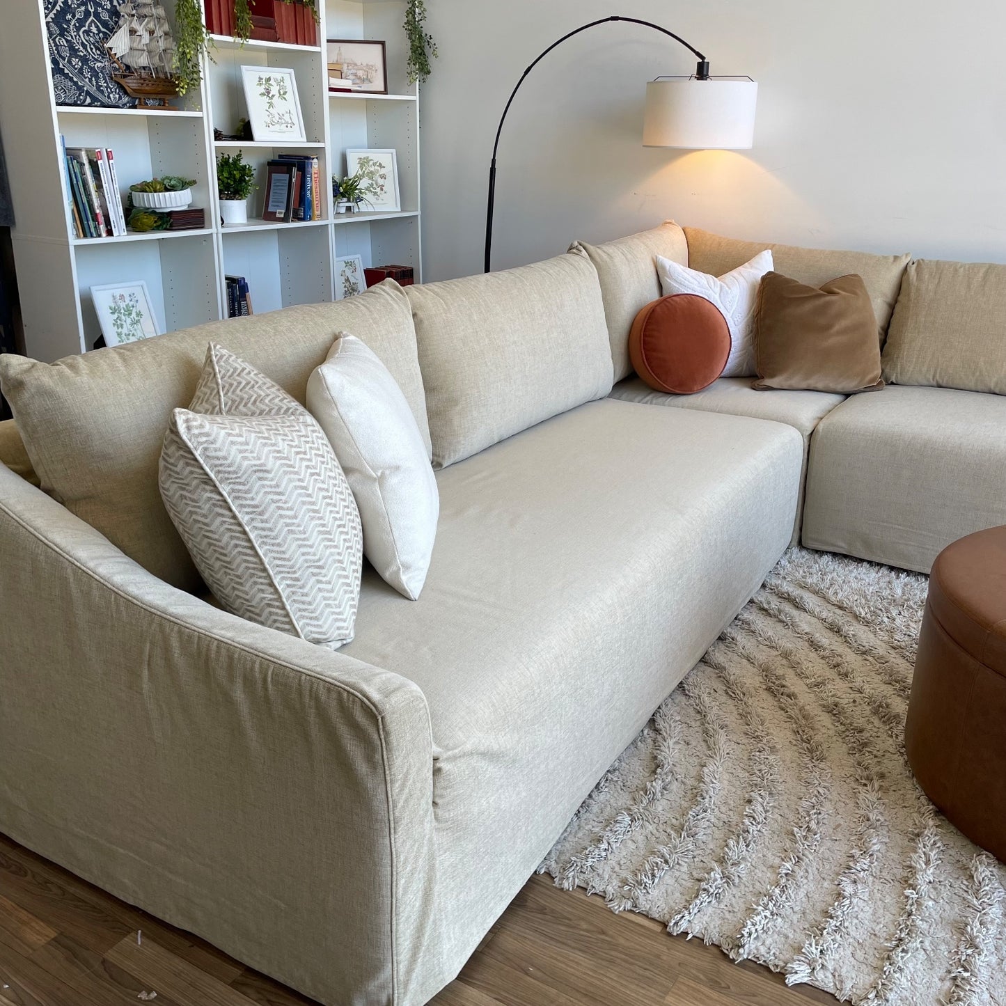 Interior Define Dixon Slipcover 3 pc sectional couch in beige