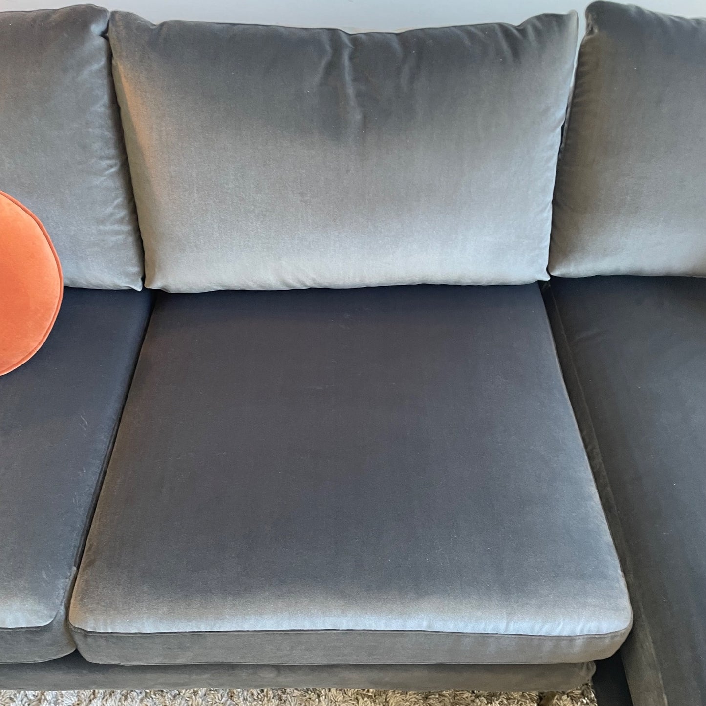 Interior Define Sloan sectional 2 pc couch in Gray velvet