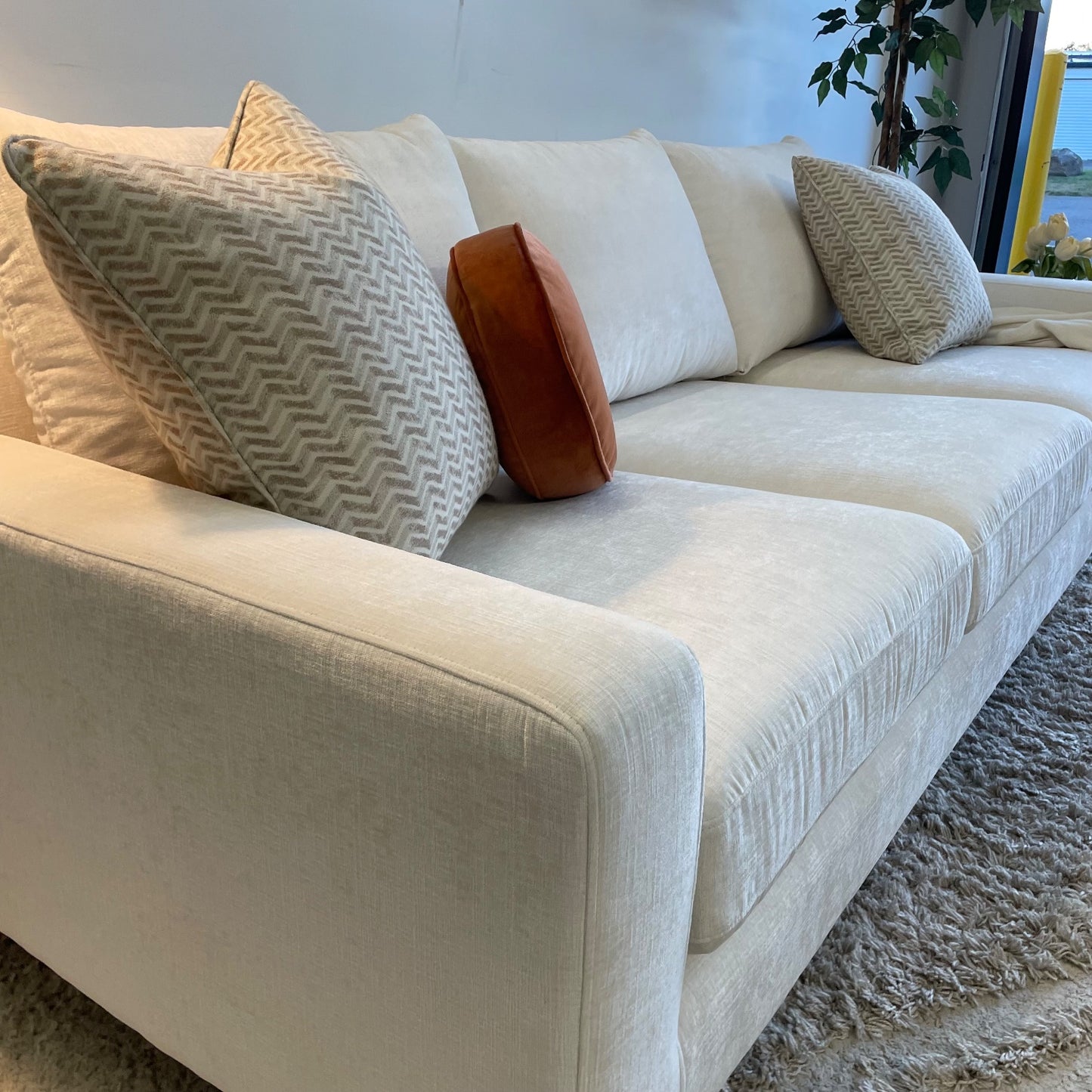 Interior Define Sloan couch Sofa In Vintage Velvet cream