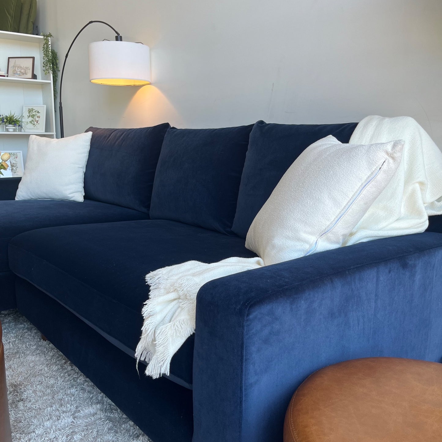 Interior Define Sloan 2-piece Sectional in Royal Blue Performance Velvet