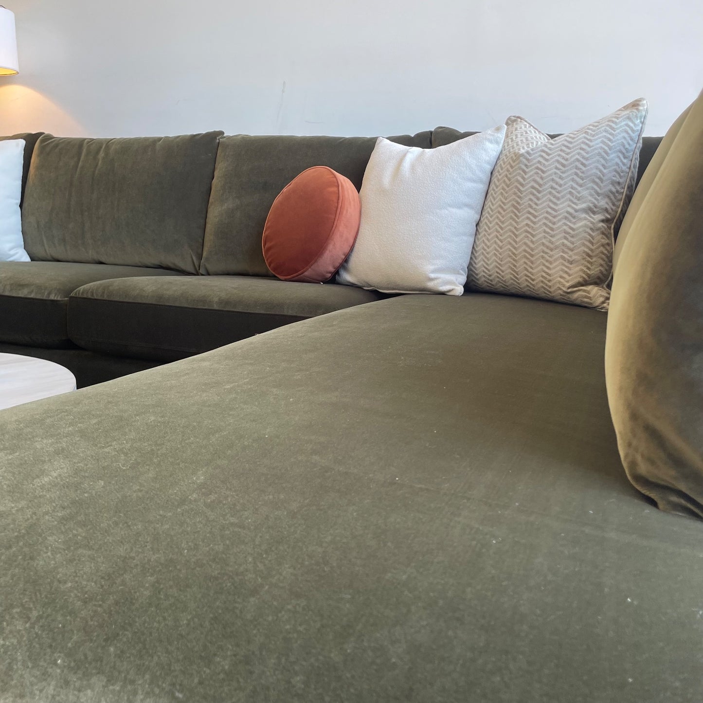 Interior Define Sloan 3-piece U-Sectional in Green Performance Velvet