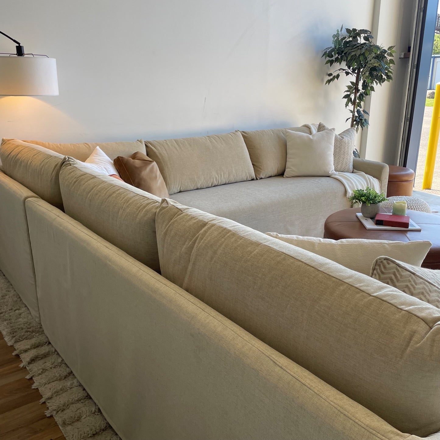 Interior Define Dixon Slipcover 3 pc sectional couch in beige