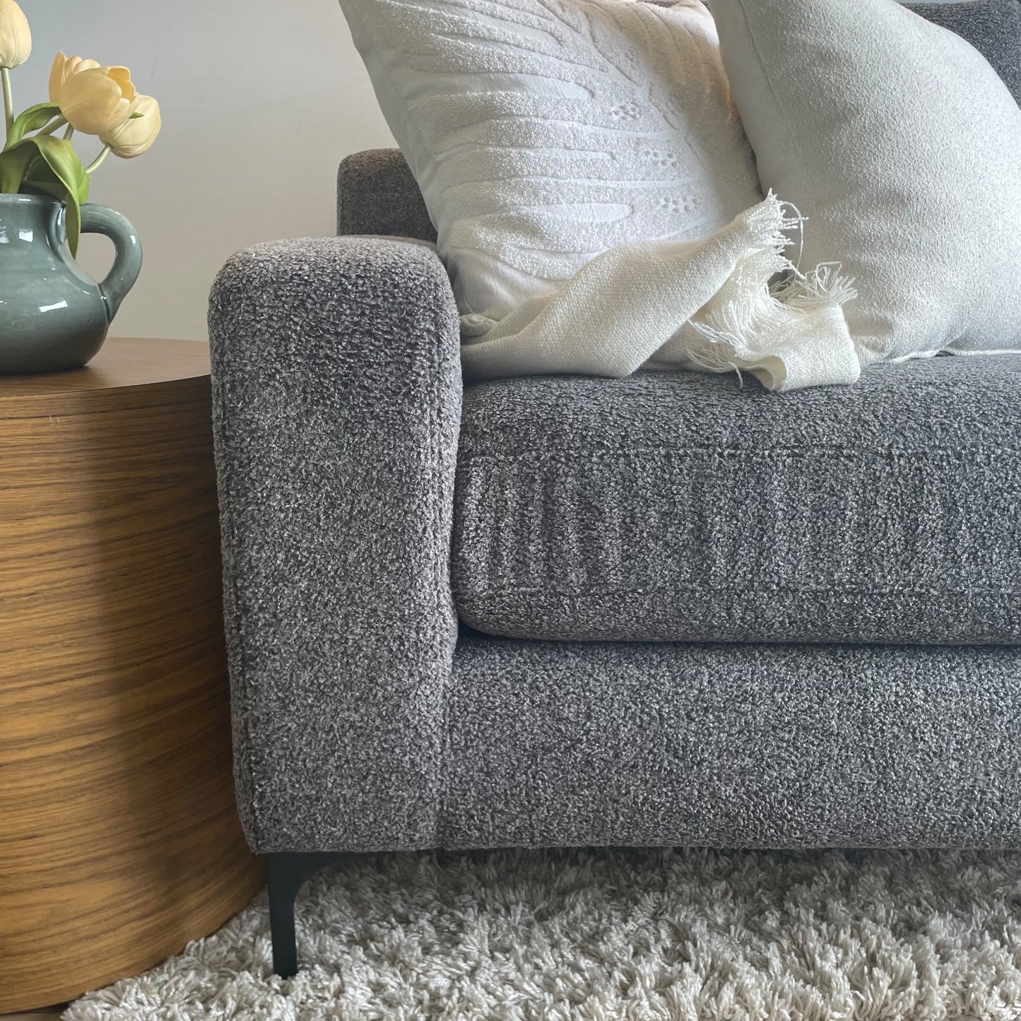 Interior Define Sloan Sectional in Dark Gray Teddy Fabric