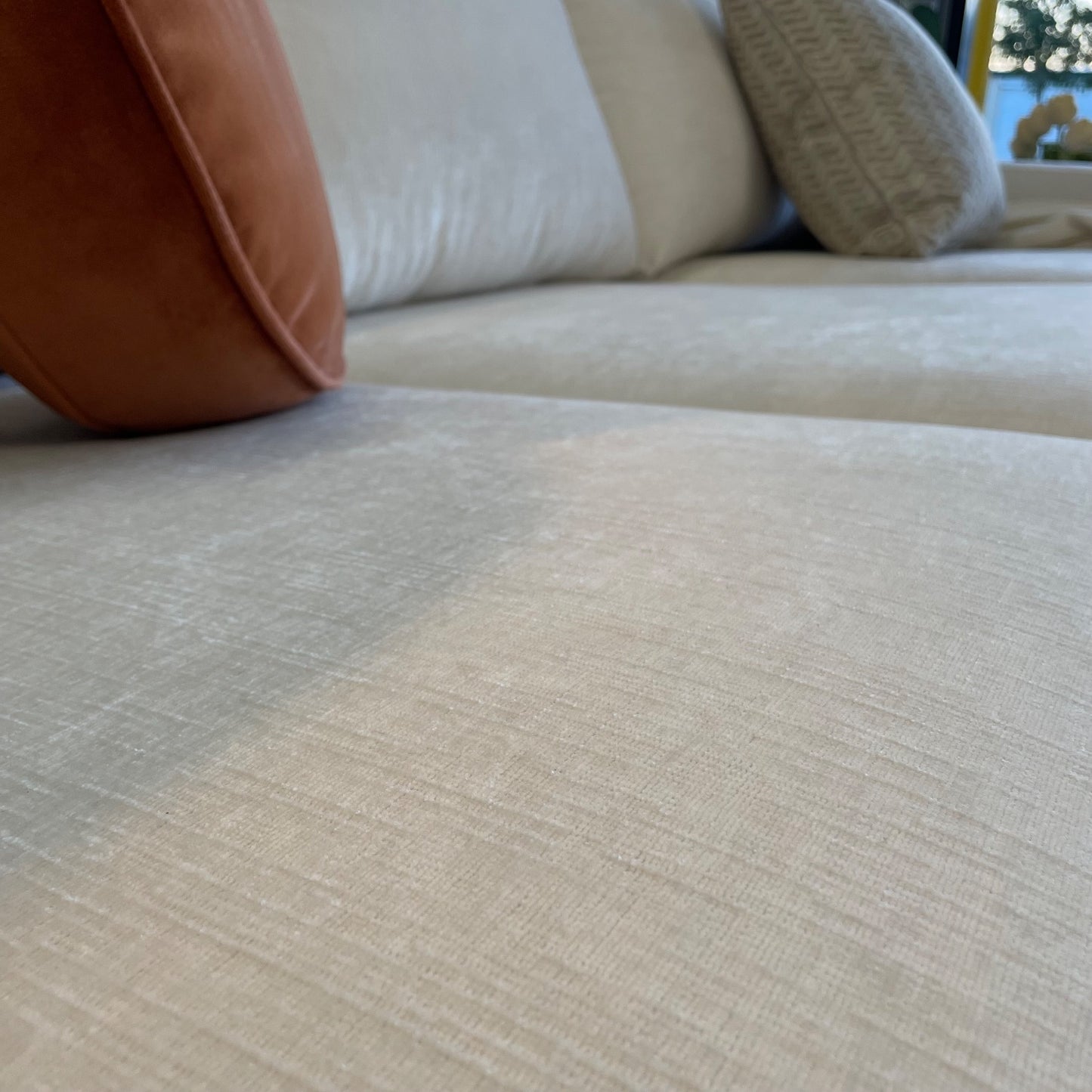 Interior Define Sloan couch Sofa In Vintage Velvet cream