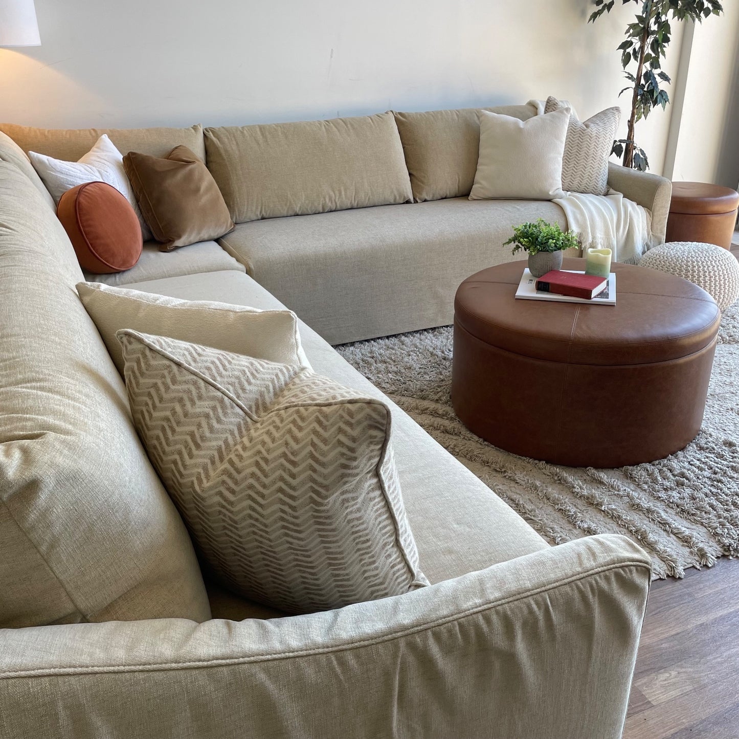 Interior Define Dixon Slipcover 3 pc sectional couch in beige