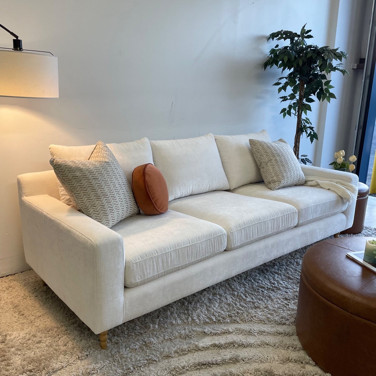 Interior Define Sloan couch Sofa In Vintage Velvet cream