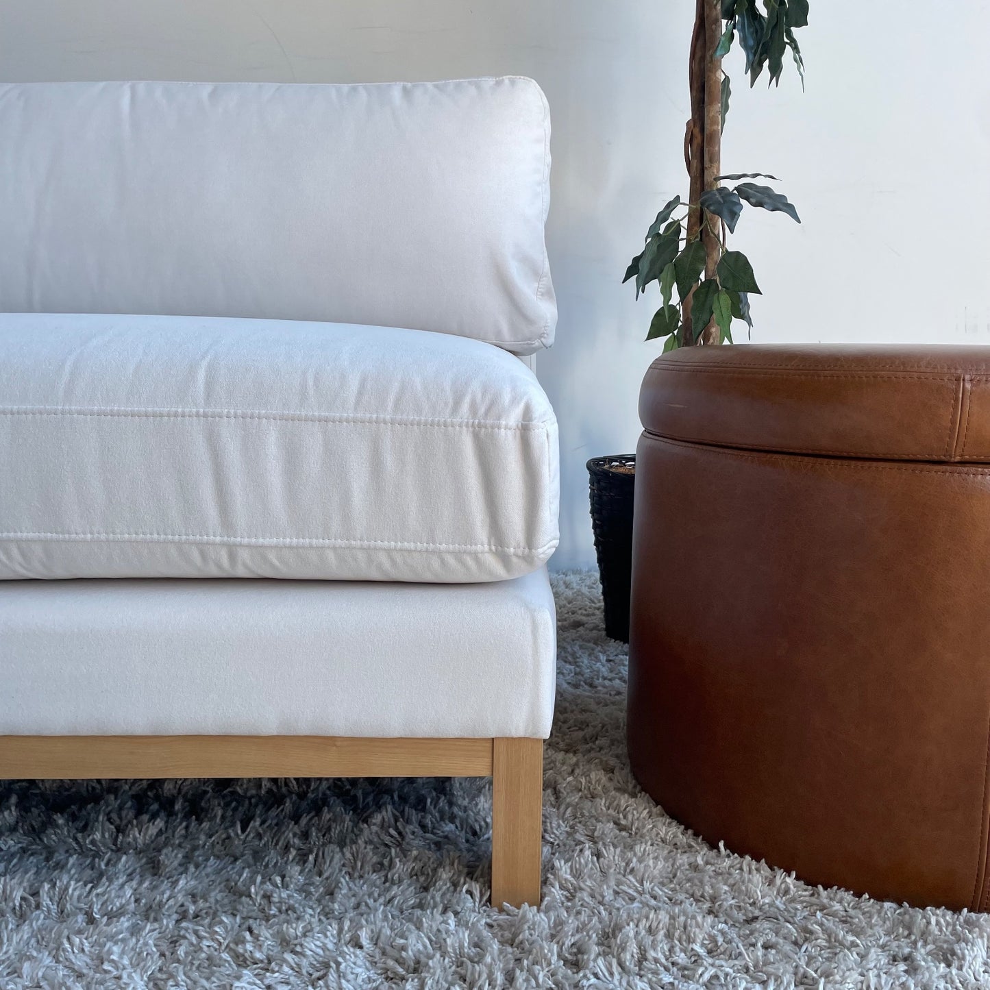 Interior Define Jasper 2-piece Sectional in White w/ Ottoman