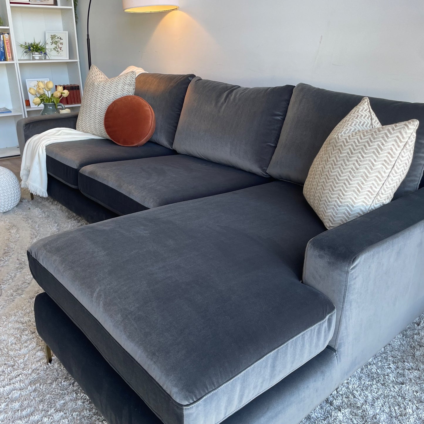Interior Define Sloan sectional 2 pc couch in Gray velvet