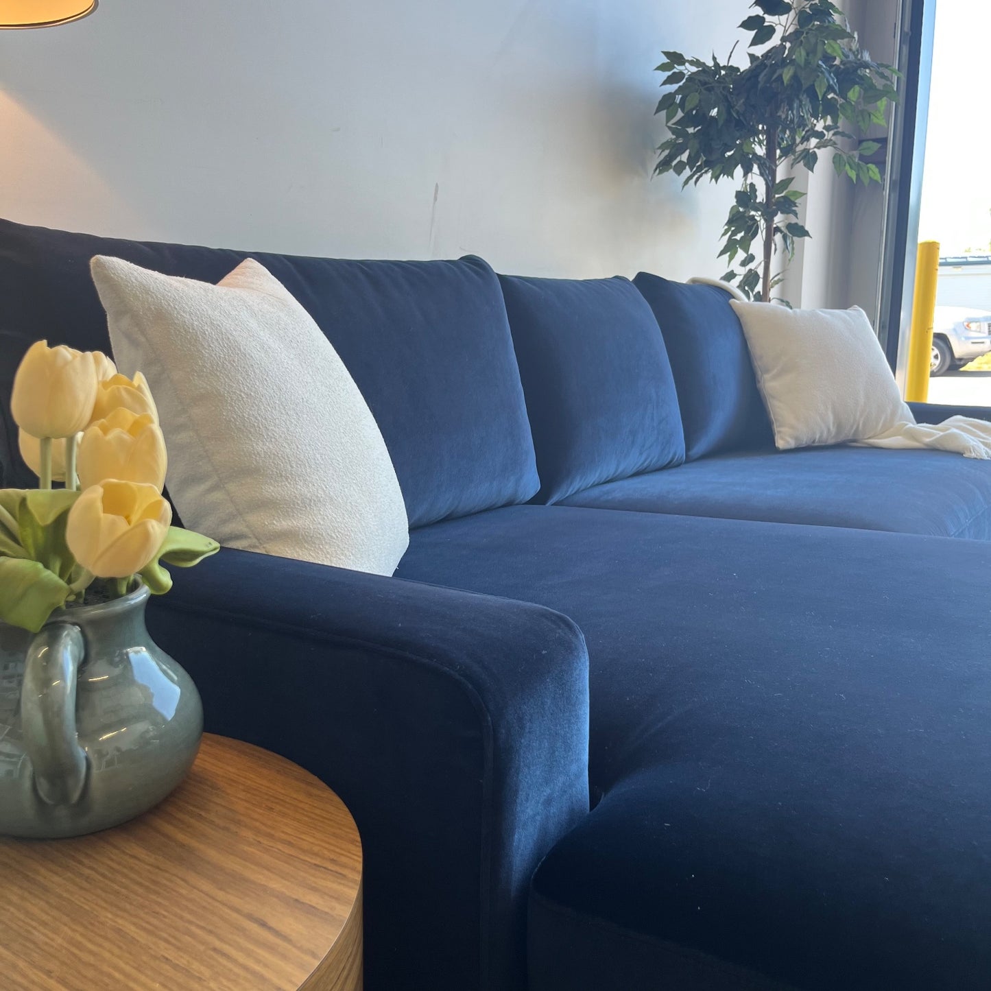 Interior Define Sloan 2-piece Sectional in Royal Blue Performance Velvet