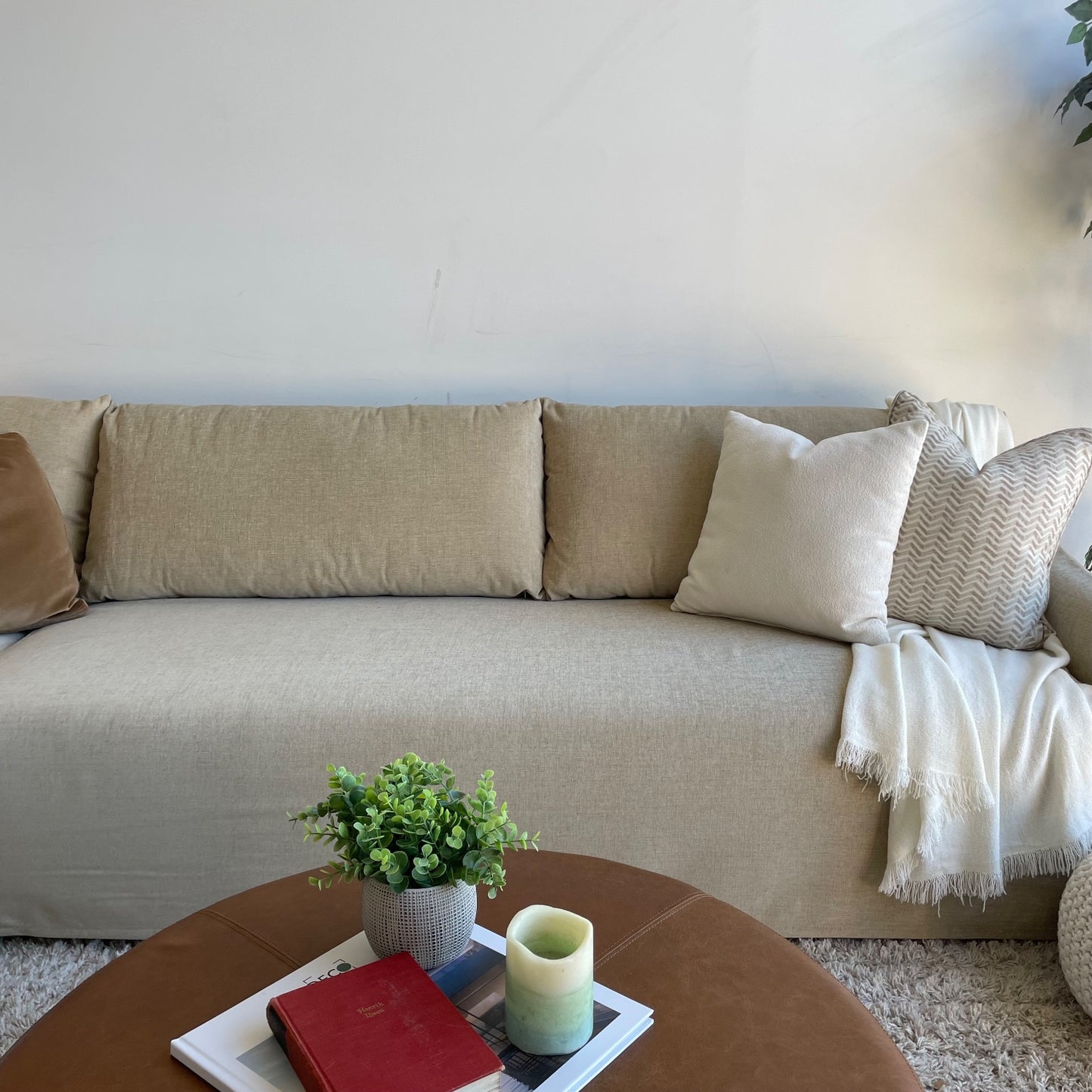 Interior Define Dixon Slipcover 3 pc sectional couch in beige