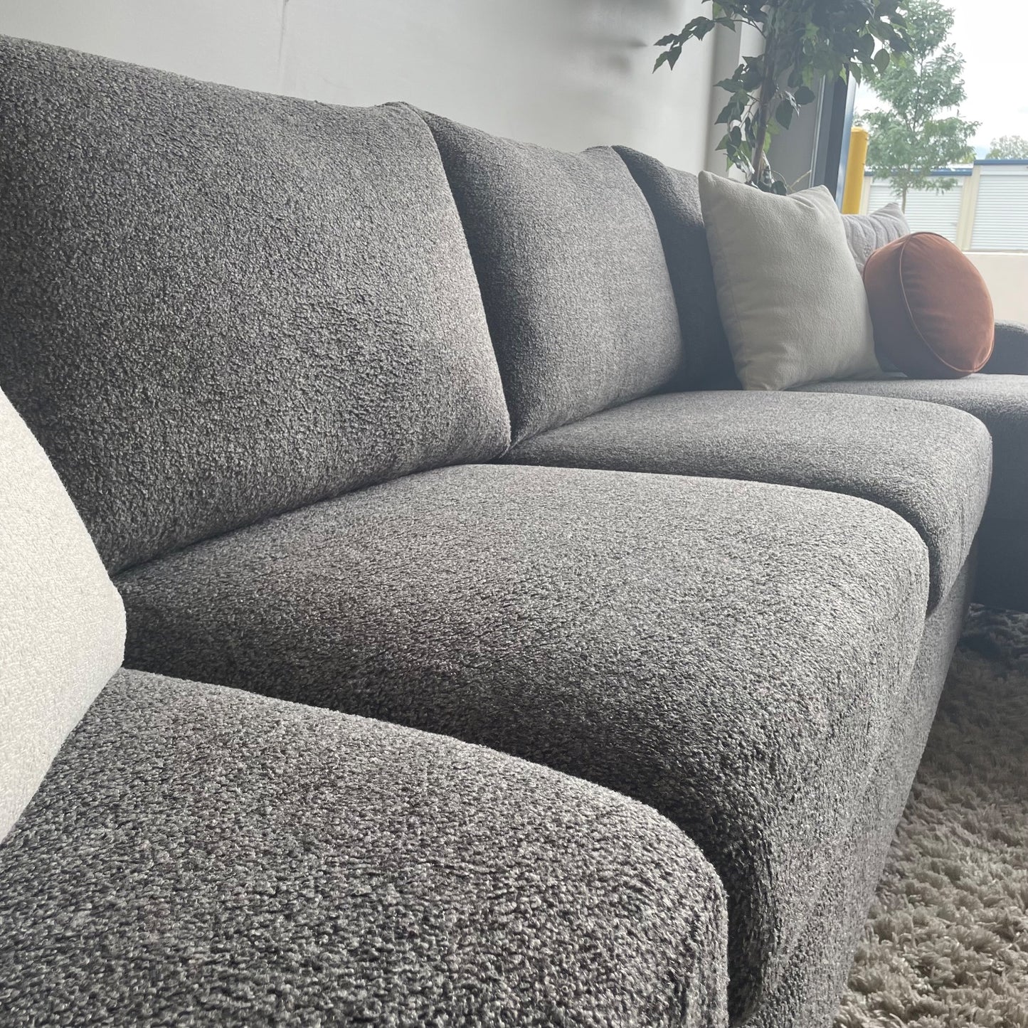 Interior Define Sloan Sectional in Dark Gray Teddy Fabric