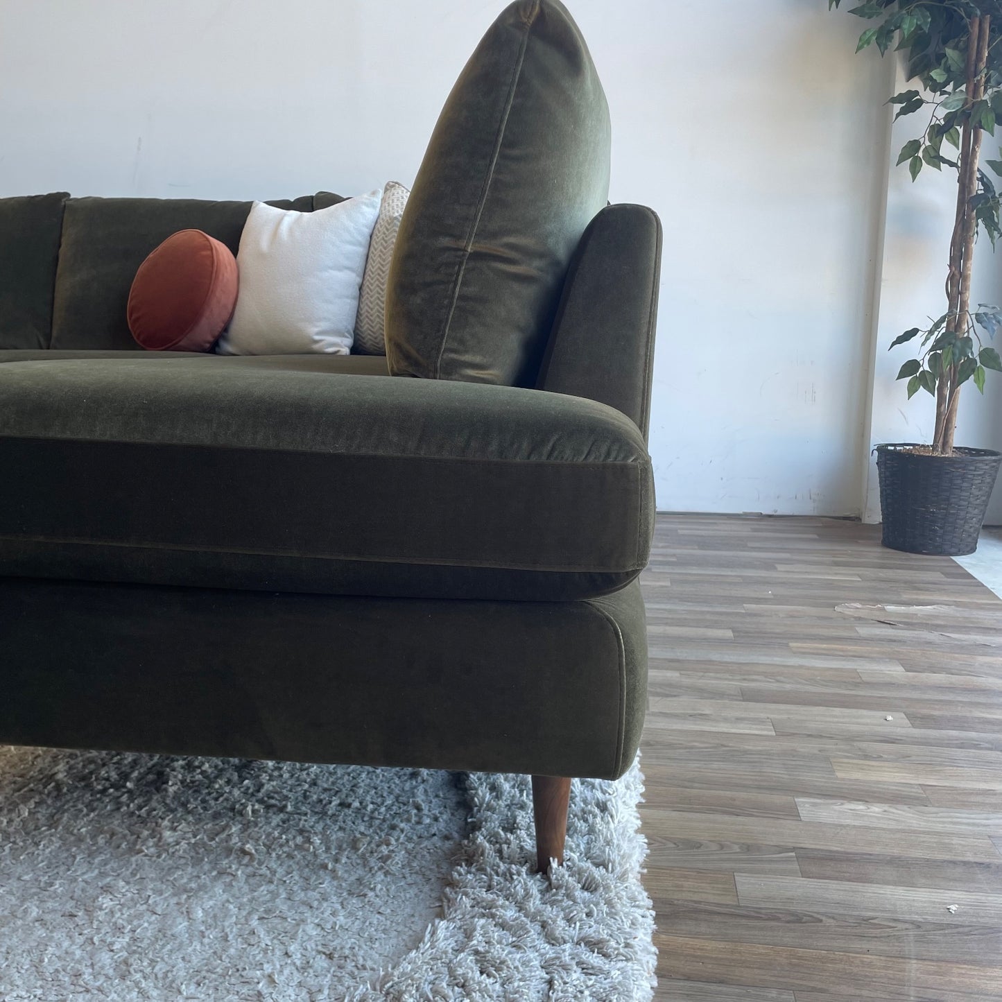 Interior Define Sloan 3-piece U-Sectional in Green Performance Velvet