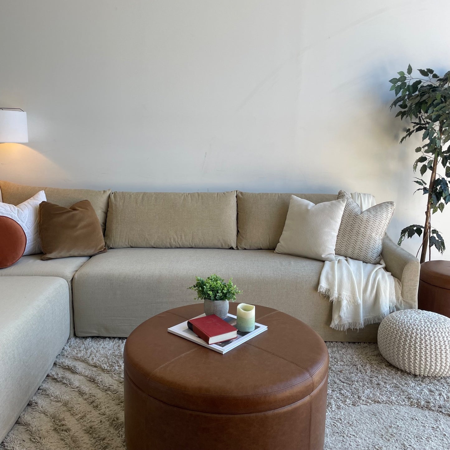 Interior Define Dixon Slipcover 3 pc sectional couch in beige