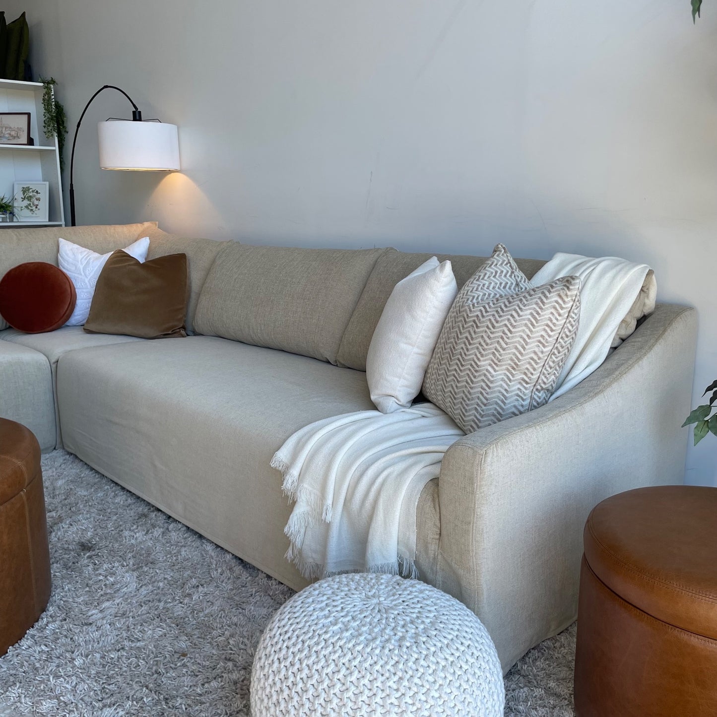 Interior Define Dixon Slipcover 3 pc sectional couch in beige