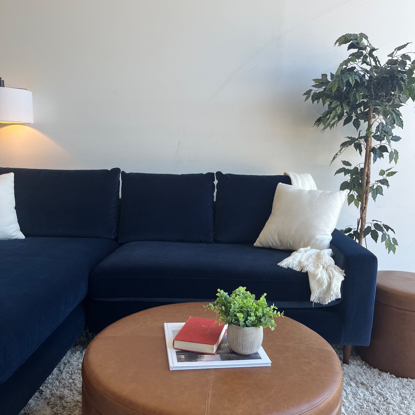 Interior Define Sloan 2-piece Sectional in Royal Blue Performance Velvet