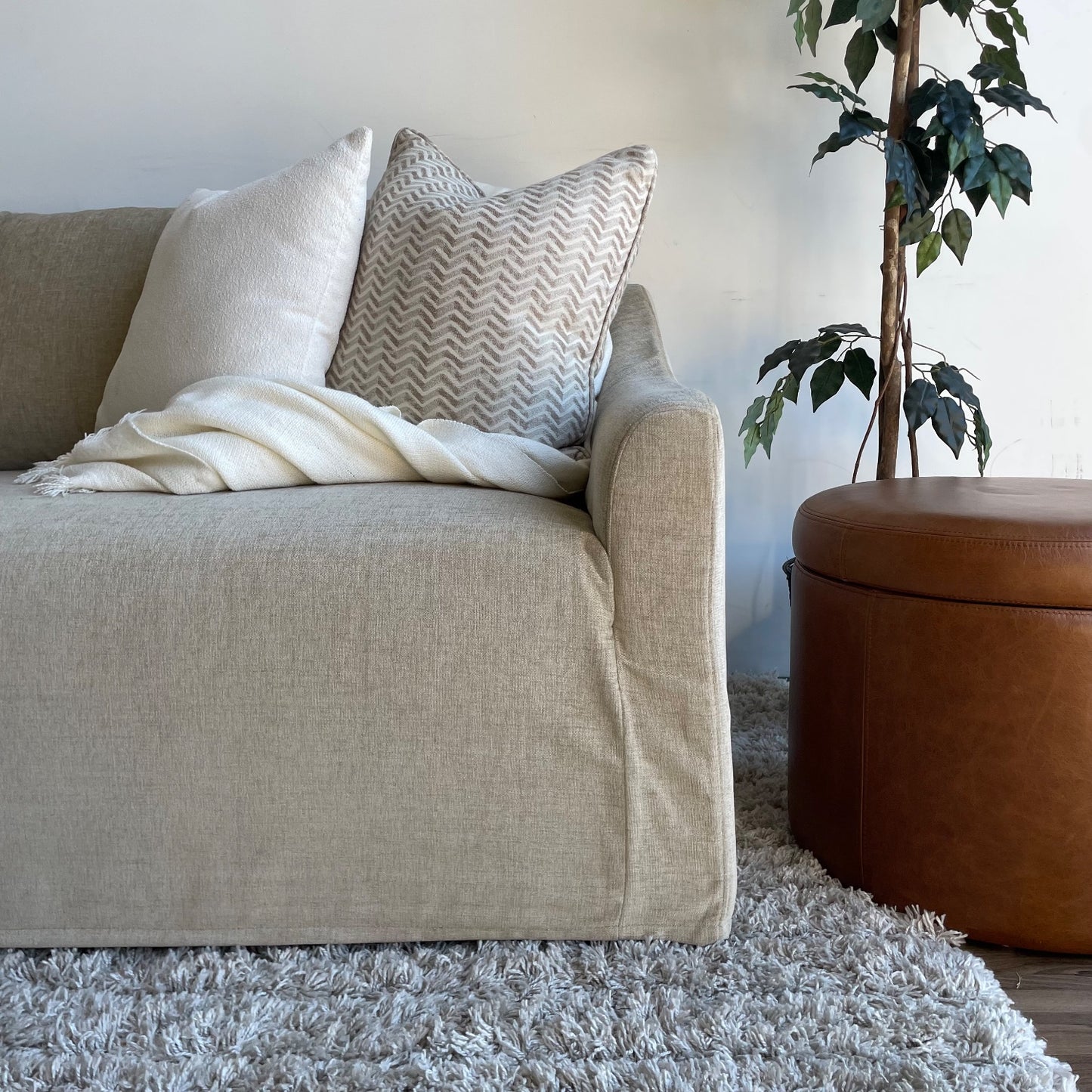 Interior Define Dixon Slipcover 3 pc sectional couch in beige