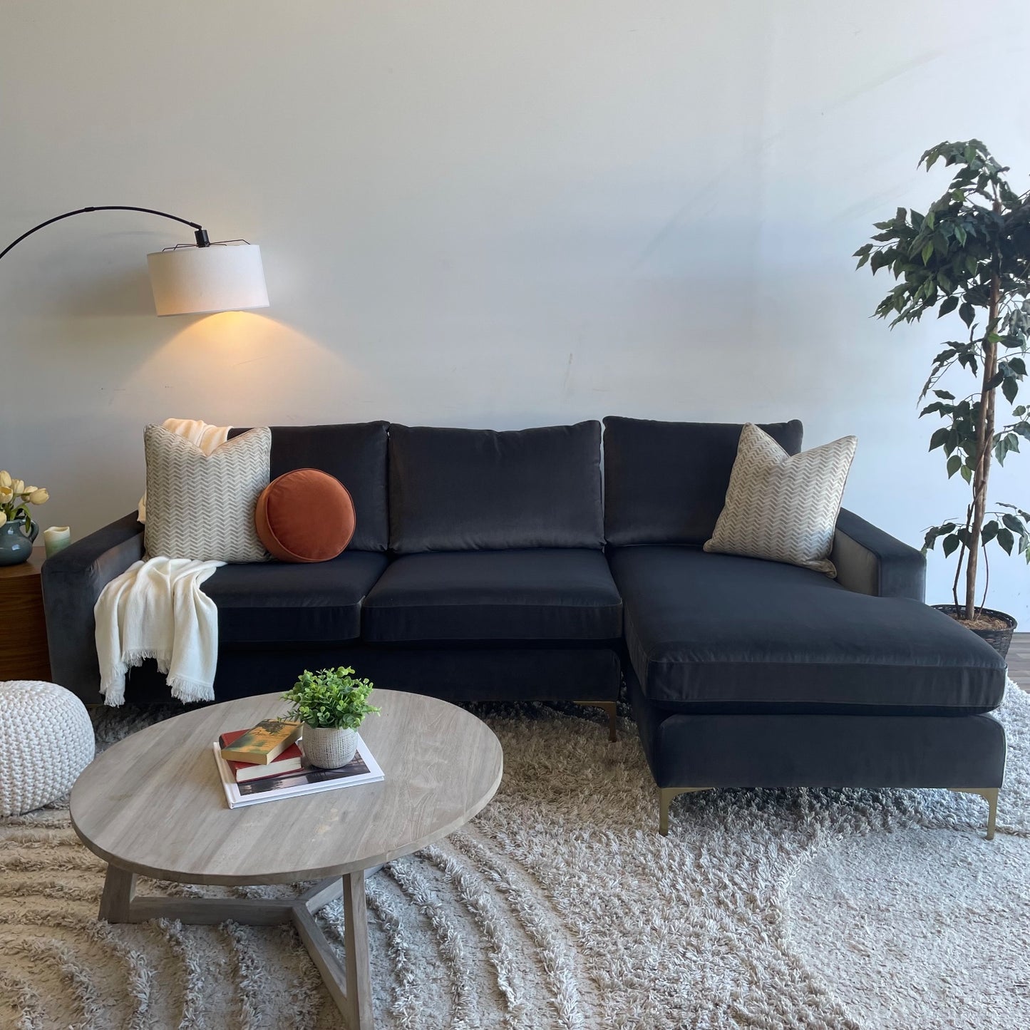 Interior Define Sloan sectional 2 pc couch in Gray velvet