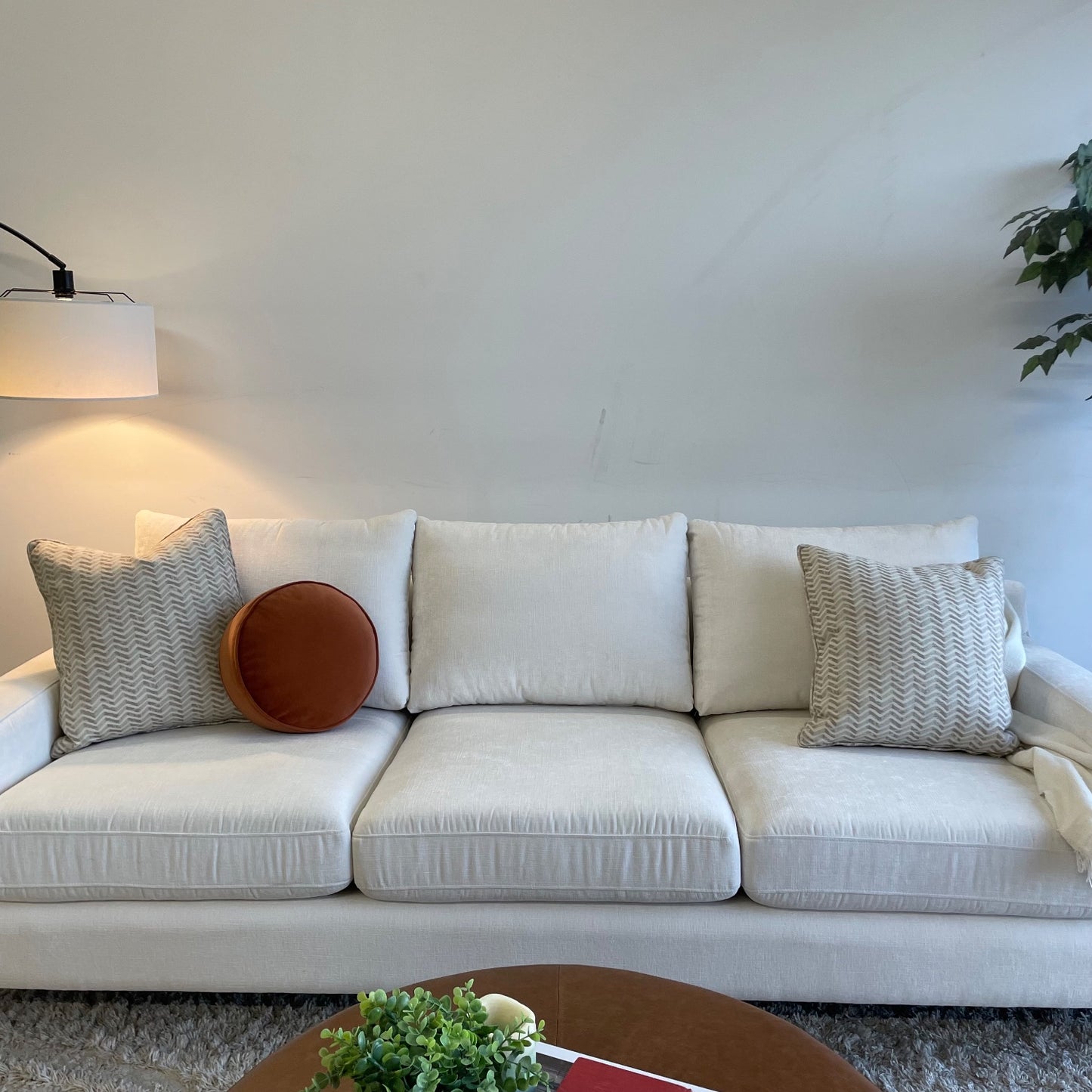 Interior Define Sloan couch Sofa In Vintage Velvet cream