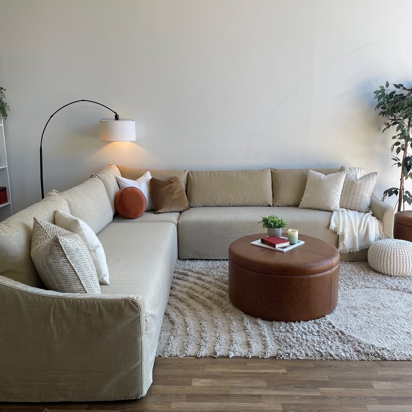 Interior Define Dixon Slipcover 3 pc sectional couch in beige