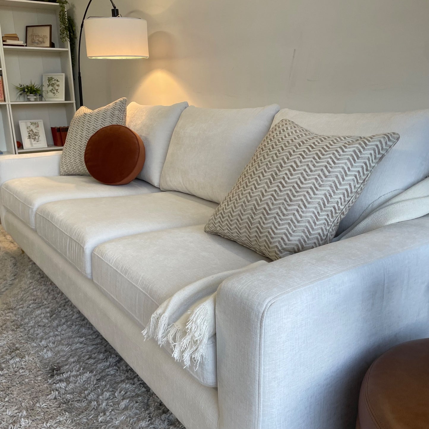 Interior Define Sloan couch Sofa In Vintage Velvet cream