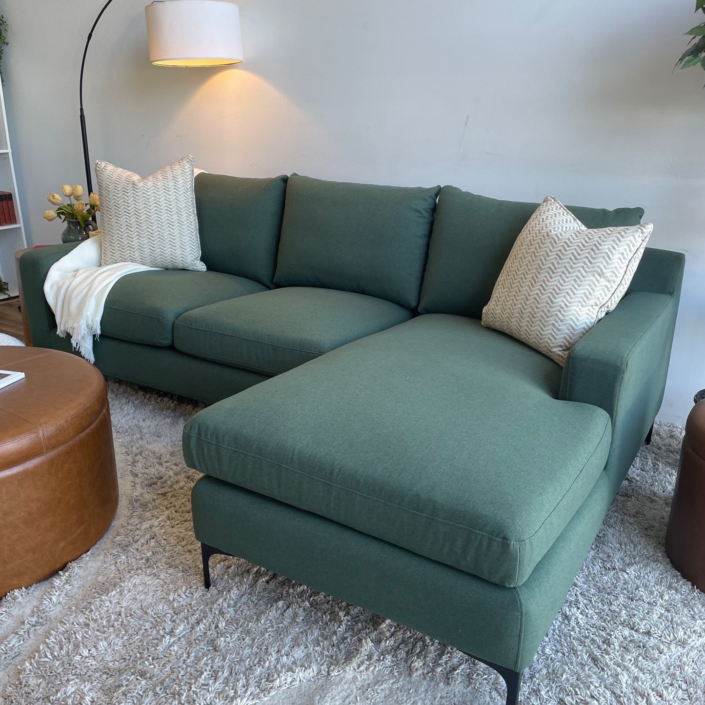 Interior Define Sloan 2 pc sectional in Dark Green