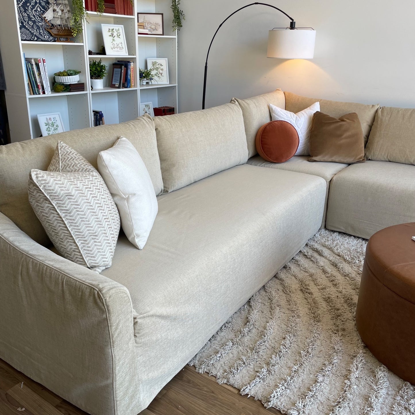 Interior Define Dixon Slipcover 3 pc sectional couch in beige