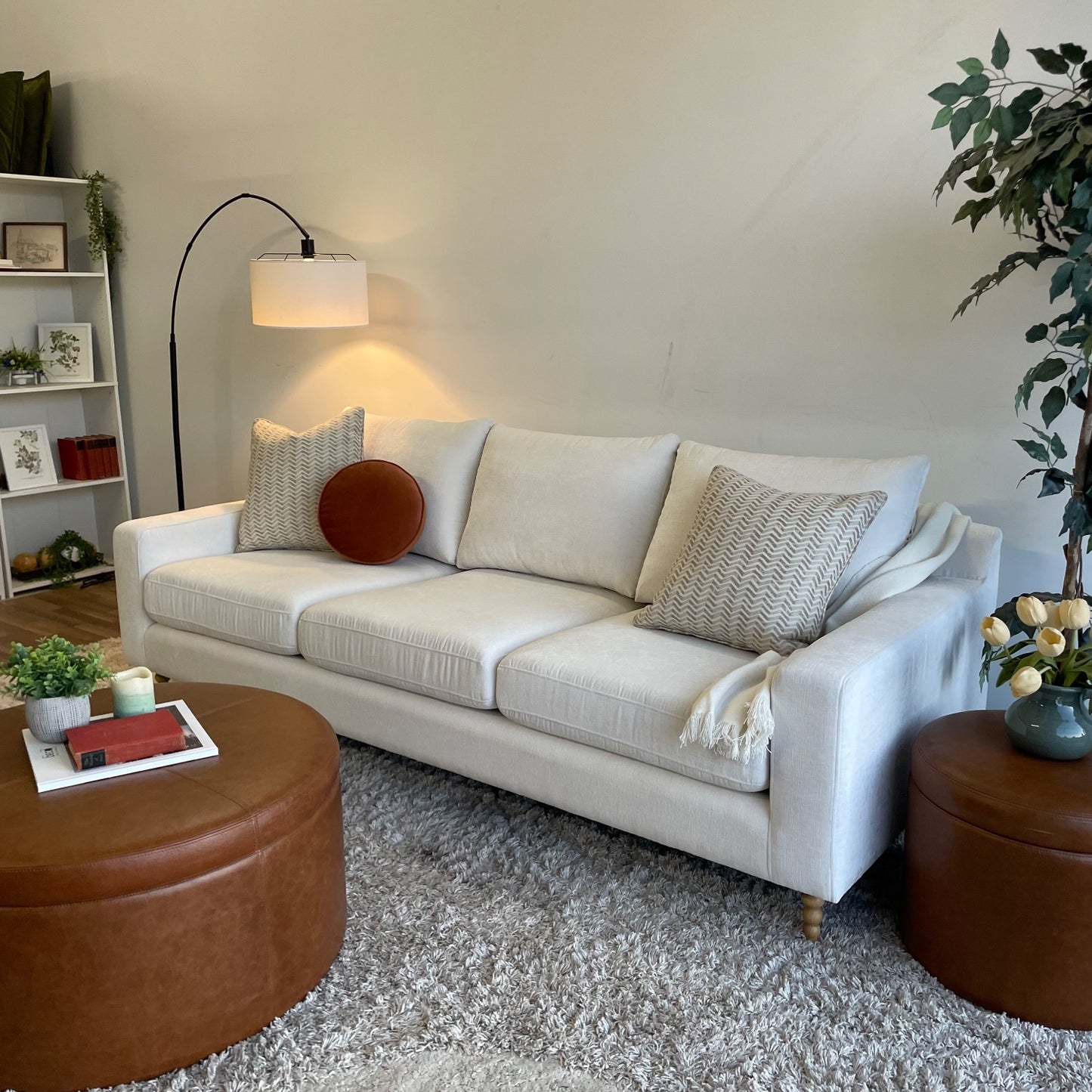 Interior Define Sloan couch Sofa In Vintage Velvet cream