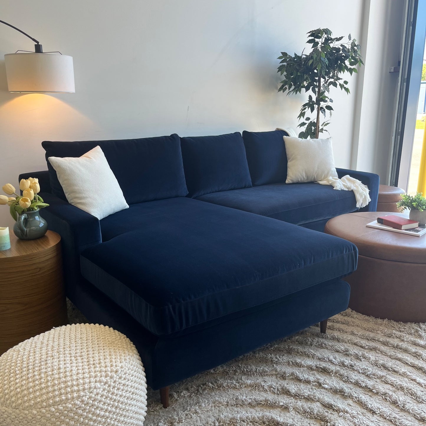 Interior Define Sloan 2-piece Sectional in Royal Blue Performance Velvet