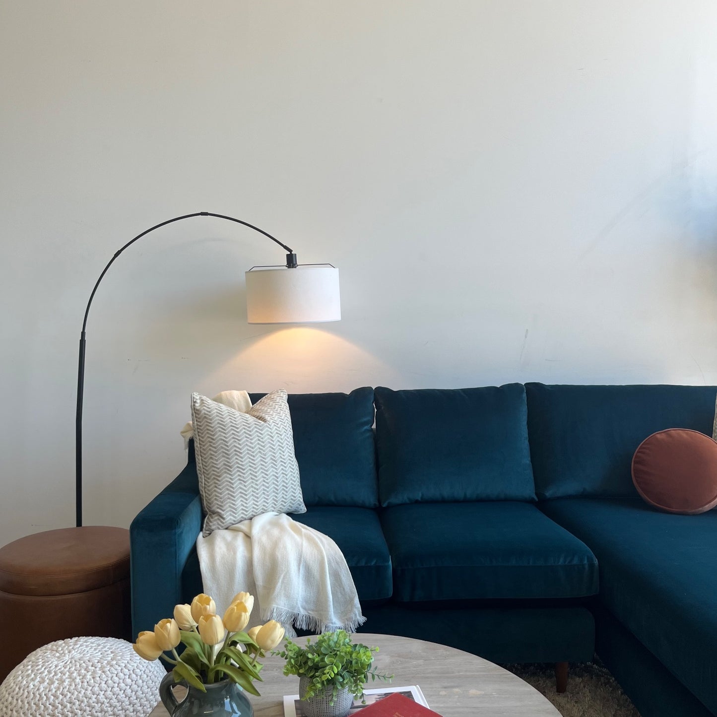 Interior Define Sloan 2-piece Sectional in Teal Blue Performance Velvet