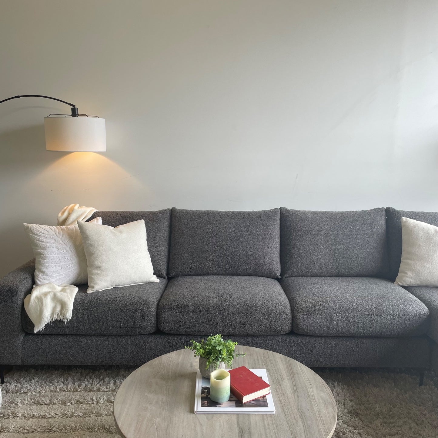 Interior Define Sloan Sectional in Dark Gray Teddy Fabric