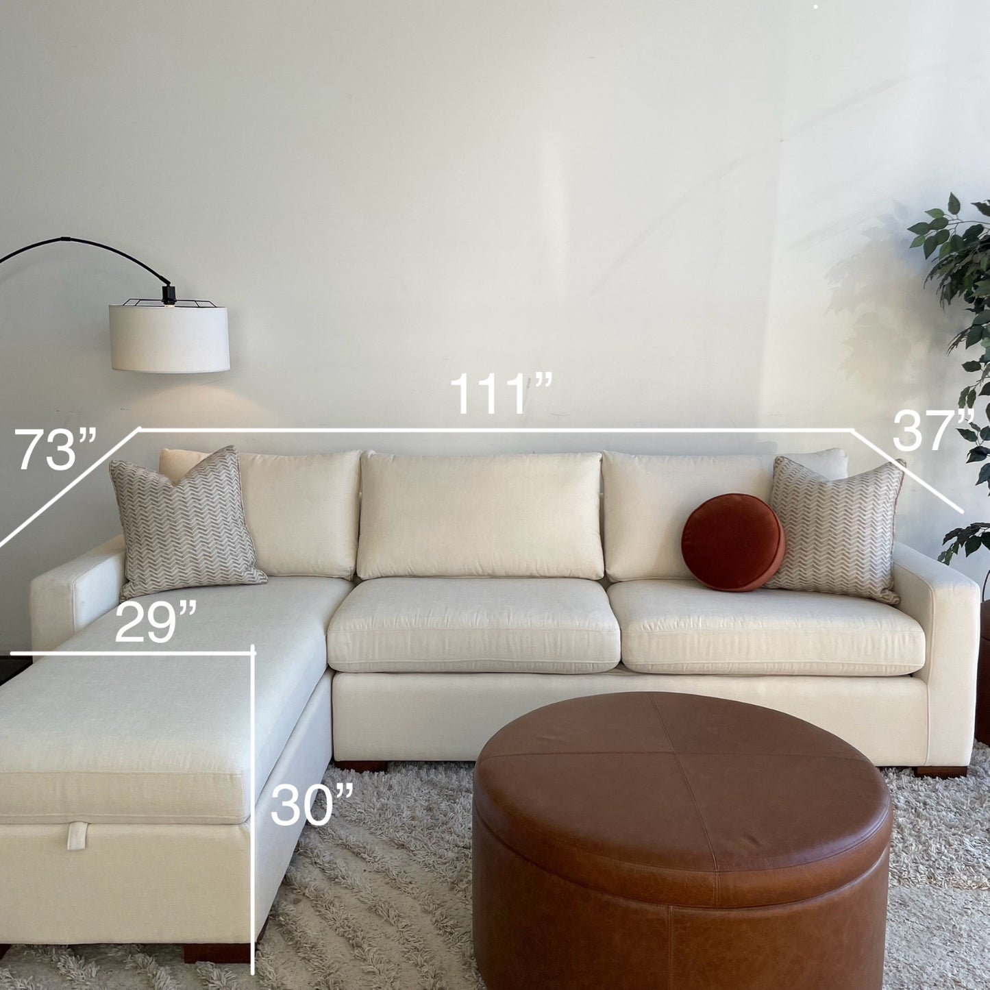 Interior Define Sloan 2 pc Sectional in Cream Chenile