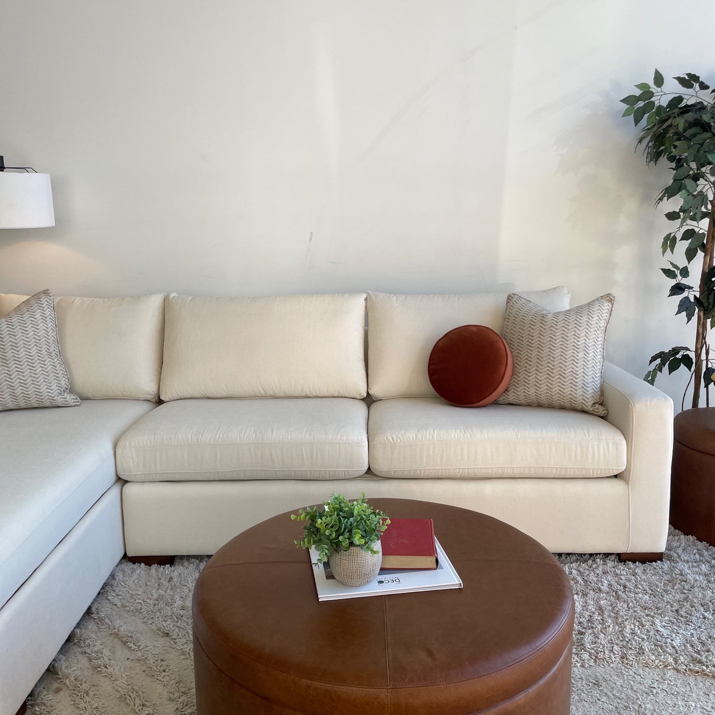 Interior Define Sloan 2 pc Sectional in Cream Chenile