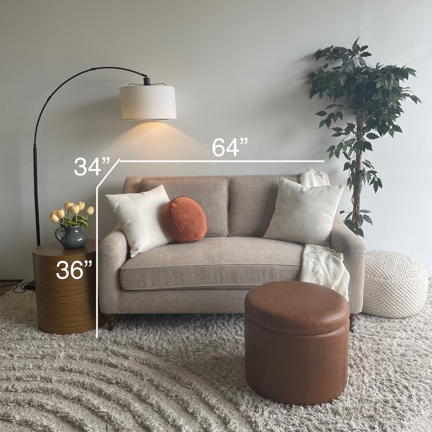 Interior Define Alexander Loveseat in Beige