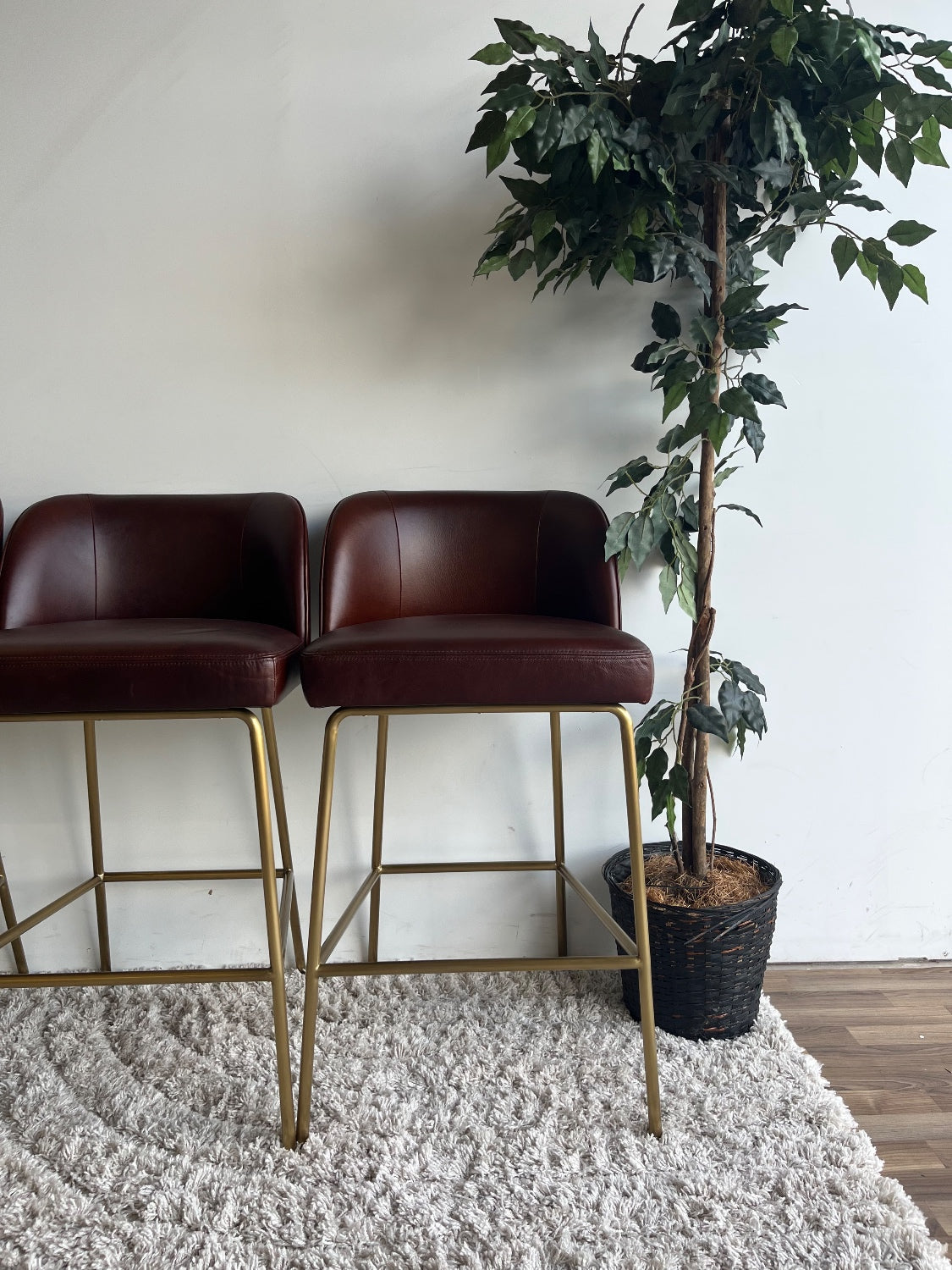 Interior Define Graham burgundy leather bar stool (set of 6)