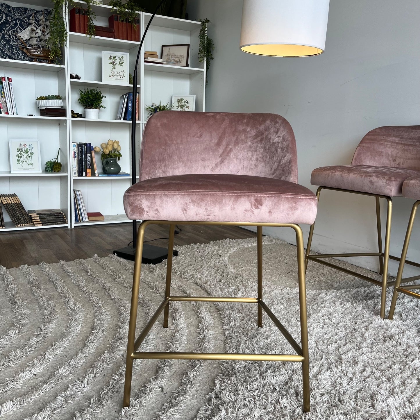 Interior Define Graham stools in Pink Velvet set of 3
