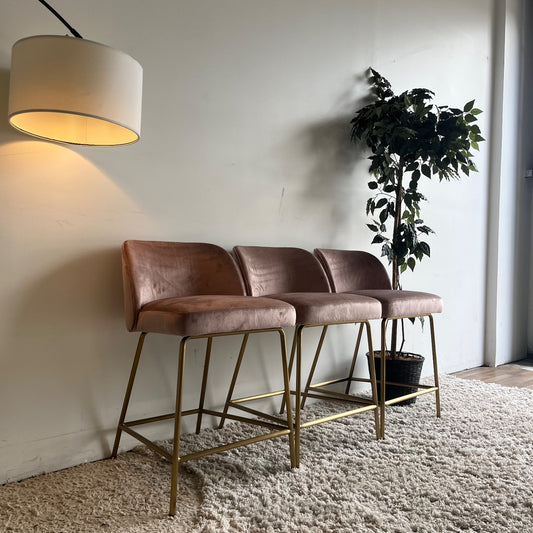 Interior Define Graham stools in Pink Velvet set of 3