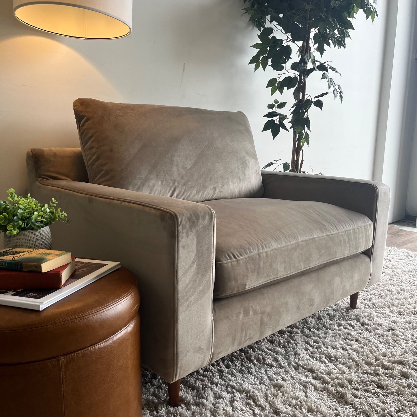 Interior Define Sloan oversized accent chair in Taupe Velvet