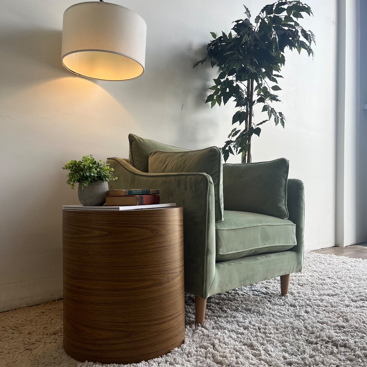 Interior Define Caitlin Accent Chair Celadon Plush Performance Velvet