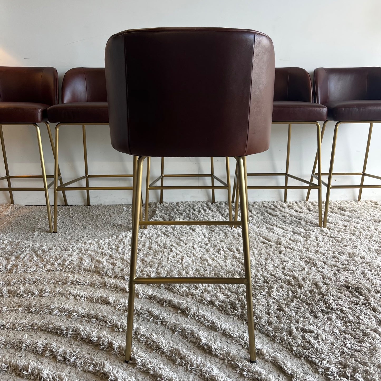 Interior Define Graham burgundy leather bar stool (set of 6)