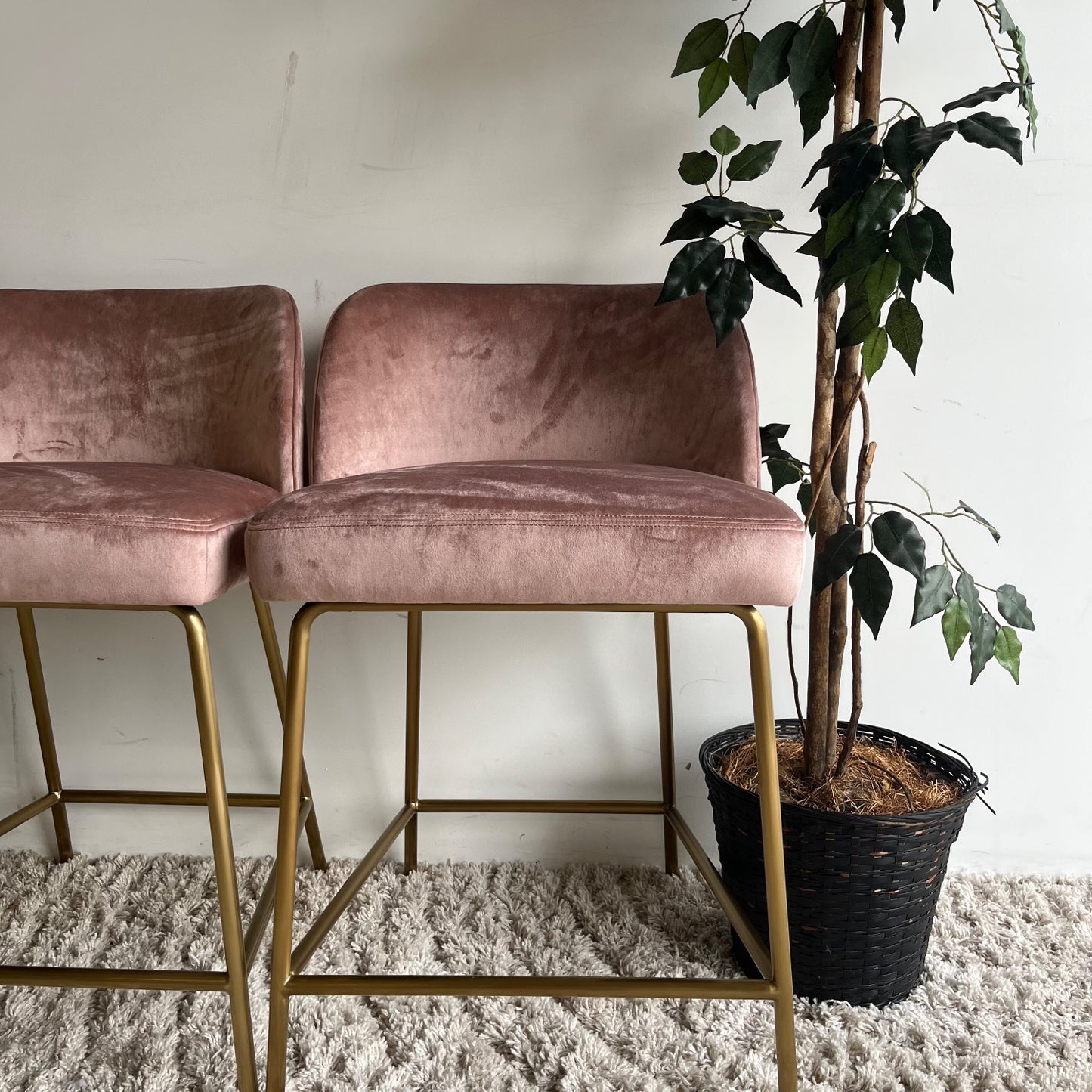 Interior Define Graham stools in Pink Velvet set of 3