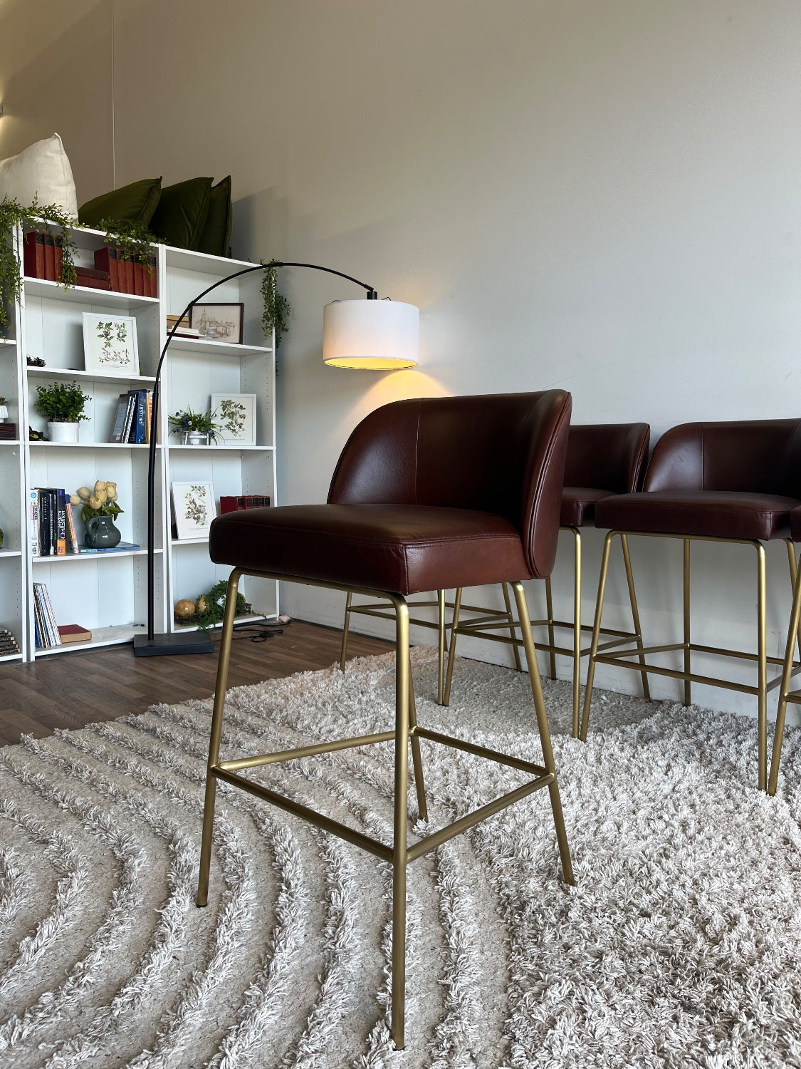 Interior Define Graham burgundy leather bar stool (set of 6)