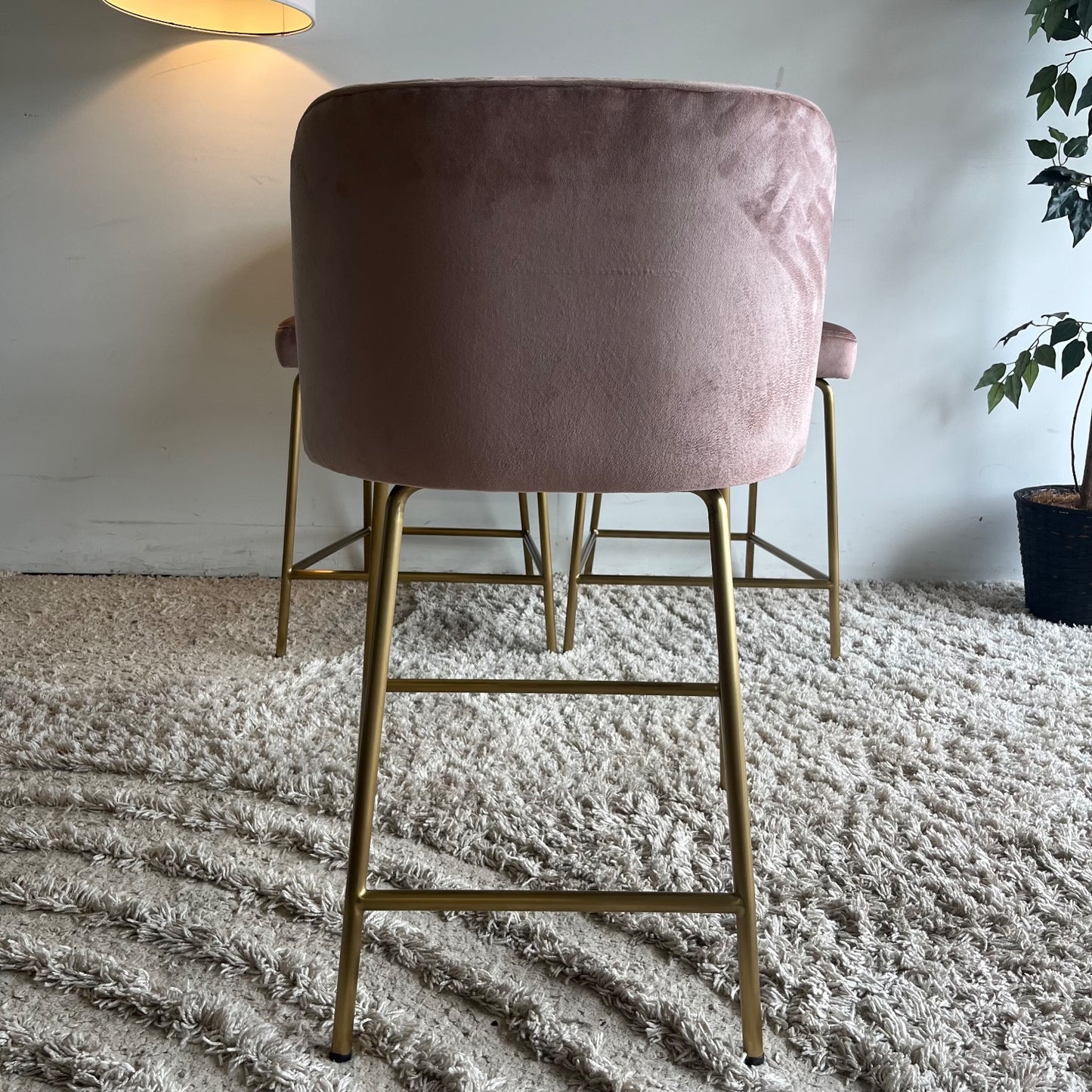 Interior Define Graham stools in Pink Velvet set of 3