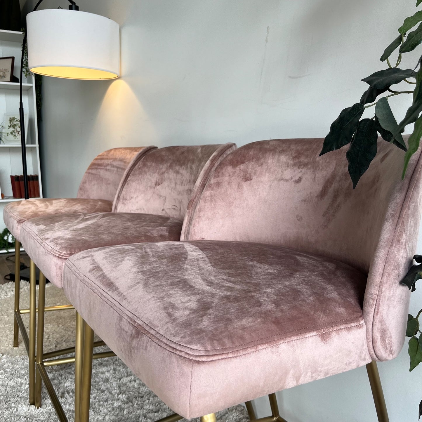 Interior Define Graham stools in Pink Velvet set of 3