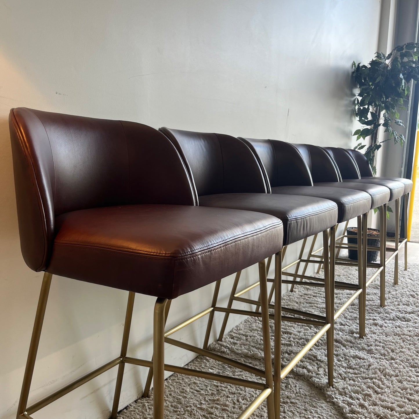 Interior Define Graham burgundy leather bar stool (set of 6)