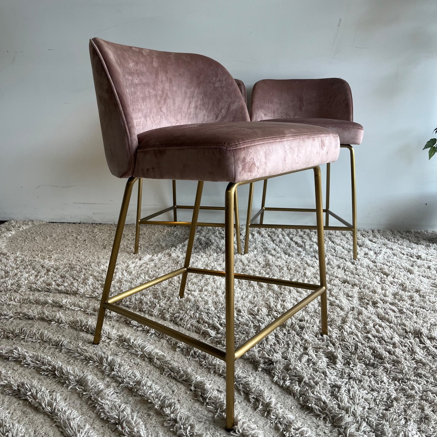 Interior Define Graham stools in Pink Velvet set of 3