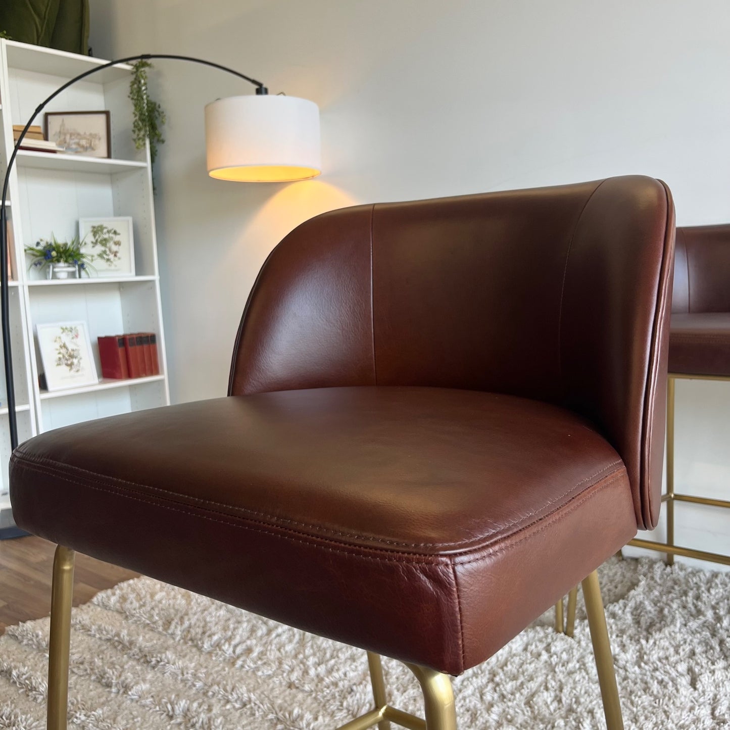 Interior Define Graham burgundy leather bar stool (set of 6)