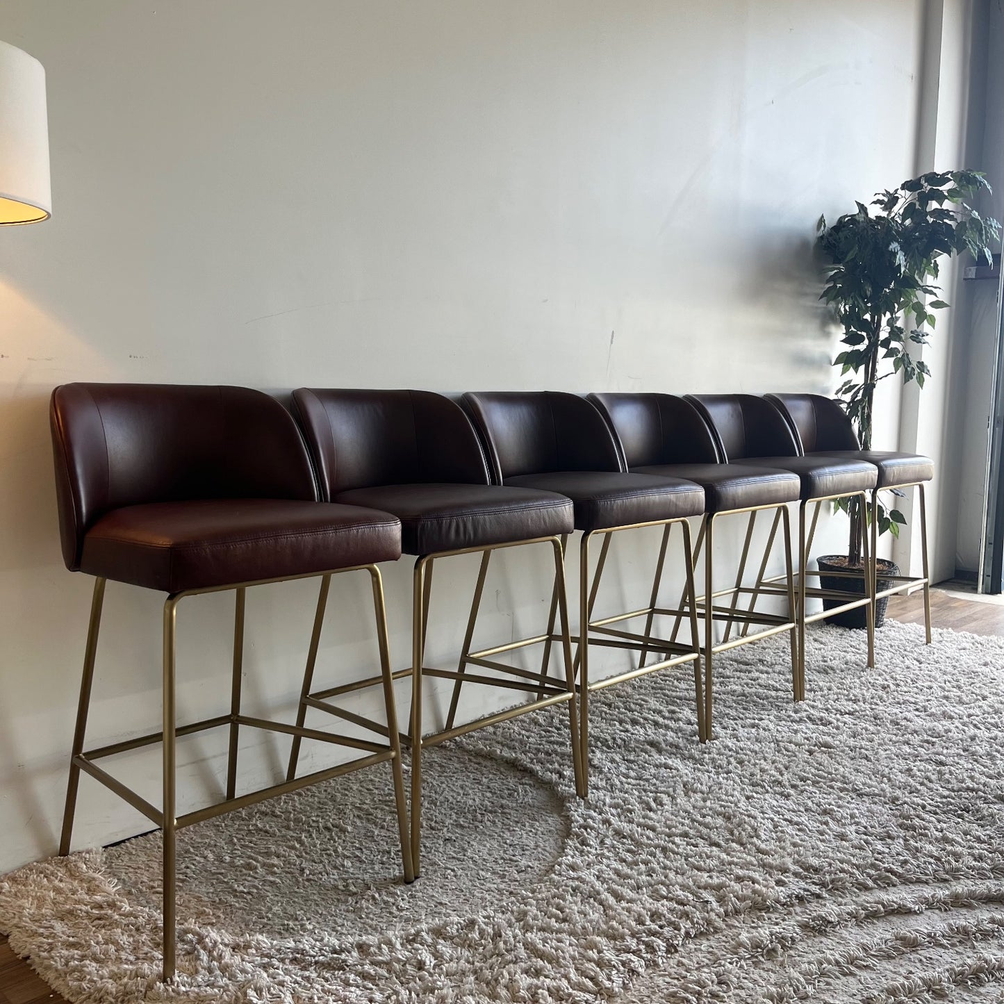 Interior Define Graham burgundy leather bar stool (set of 6)