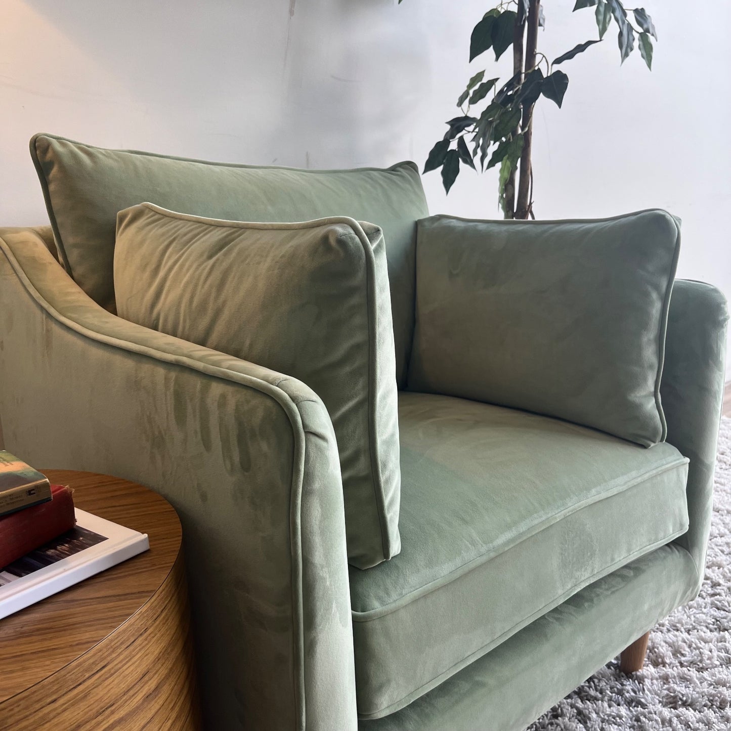 Interior Define Caitlin Accent Chair Celadon Plush Performance Velvet